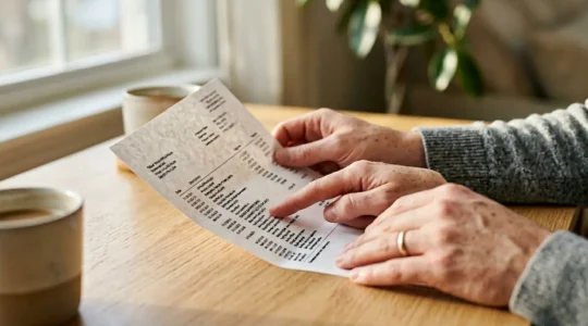 Vérification minutieuse d'un relevé bancaire présentant un incident de paiement
