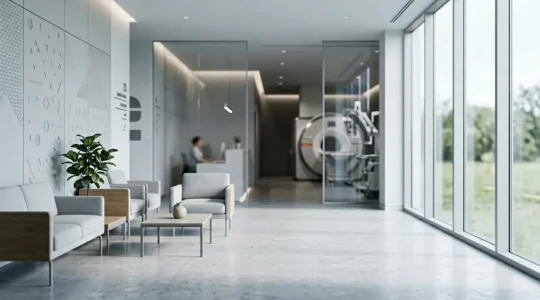 Salle d'imagerie médicale IRM avec équipement moderne dans un centre de radiologie français