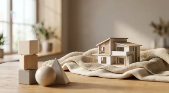 Représentation symbolique de la protection financière lors d'un arrêt de travail pour maladie avec un crédit immobilier