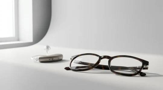 Scène symbolisant l'accès aux soins optiques et auditifs de qualité avec le dispositif 100% Santé français